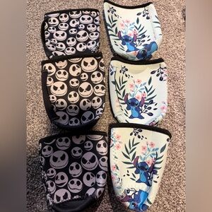 Disney KCharacter coffee coozie 6 pack stitch and jack small medium and large